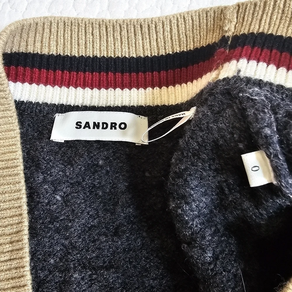 Sandro Tommy Cable Knit Oversized Wool Cardigan - Picture 12 of 15